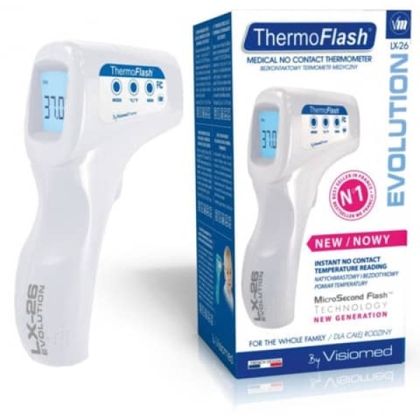 Termometro medico a infrarossi - Certif. CE 0197 - distanza rilevazione 2-5 cm - bianco - LX-26 Evolution - D07073