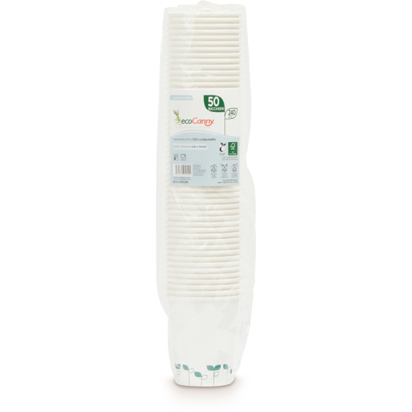 Eco bicchieri compostabili cartoncino+pla 240 ml - D07199