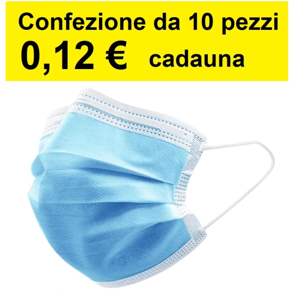 Mascherina chirurgica Tipo IIR monouso a 3 strati blu conf. 10 pz - D07239