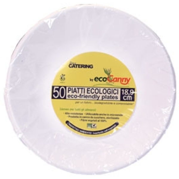 Eco piatti bio-compostabile linea everyday - piatto fondo 18,9 cm capacità 680 cc canna da zucchero - D07243