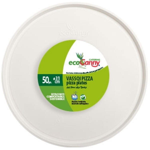 Eco vassoi pizza bio-compostabile linea party - vassoio pizza 31 cm canna da zucchero - D07302