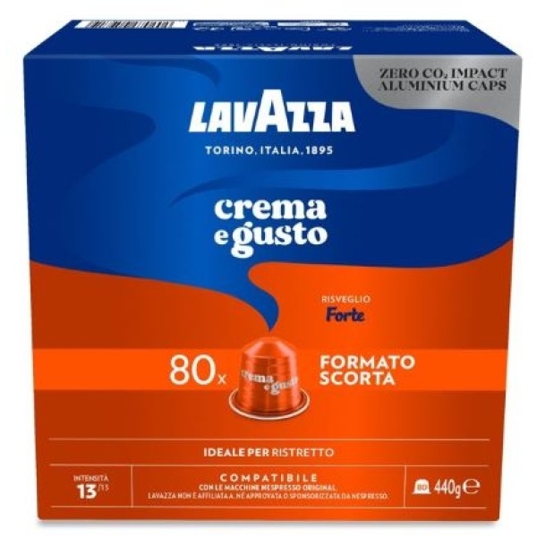 Capsule caffè Lavazza gusto Crema e Gusto Forte in alluminio compatibile Nespresso - 7021 - D08637