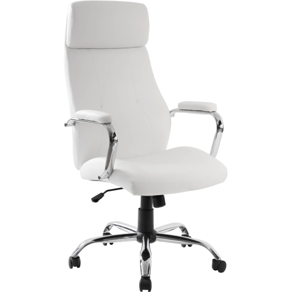 New York Poltrona presidenziale con braccioli PU bianco- E9349HW - D08641