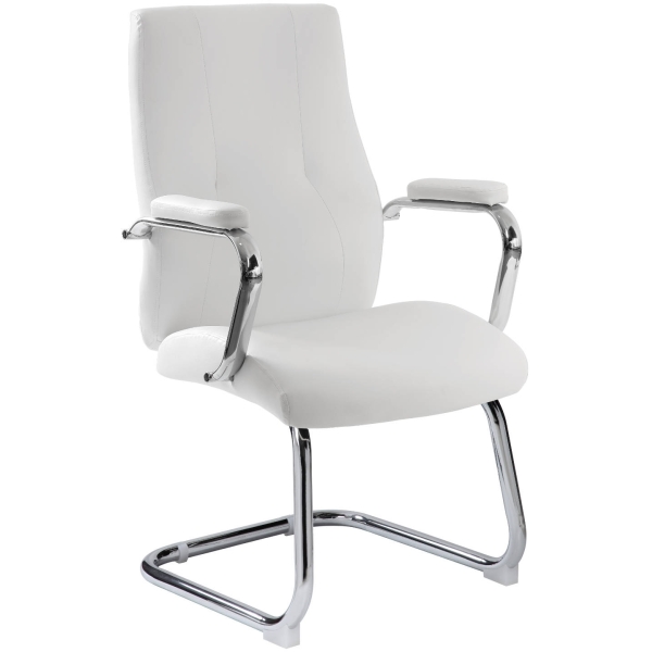 New York Poltrona attesa con braccioli PU bianco - E9349GG - D08643