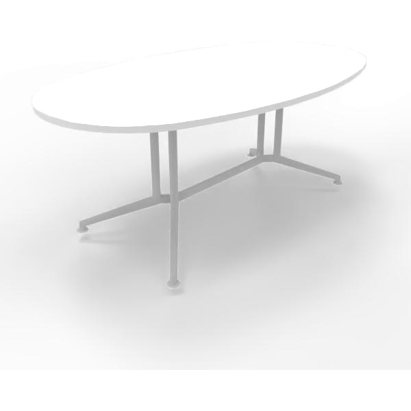 Tavolo riunione con piano melaminico ovale colore Bianco misura 200x110 h 76 per 8 persone X2ITO20-BA-A