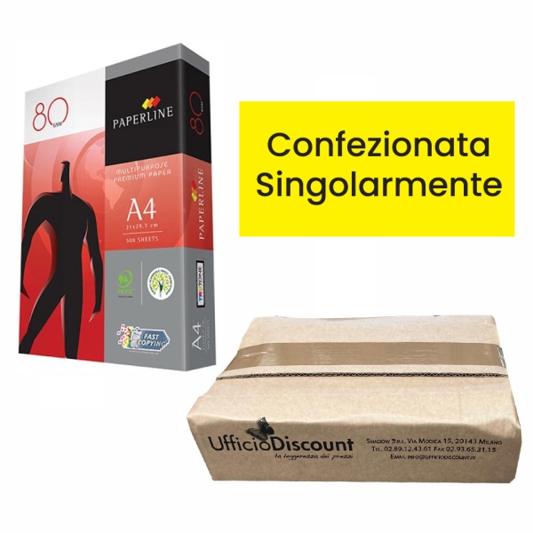 Carta A4 Paperline 80g/mq - Risma Singola da 500 fogli
