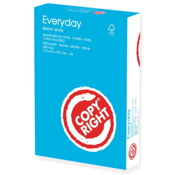 Carta A4 Copy Right Everyday A4 70 gr. 5 risme da 500 fogli