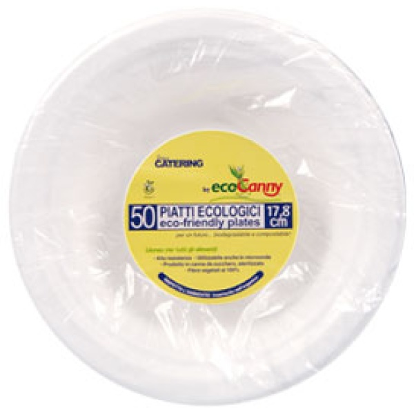 Eco piatti bio-compostabile linea everyday - piatto fondo 17,8 cm capacità 450 cc canna da zucchero - O00124