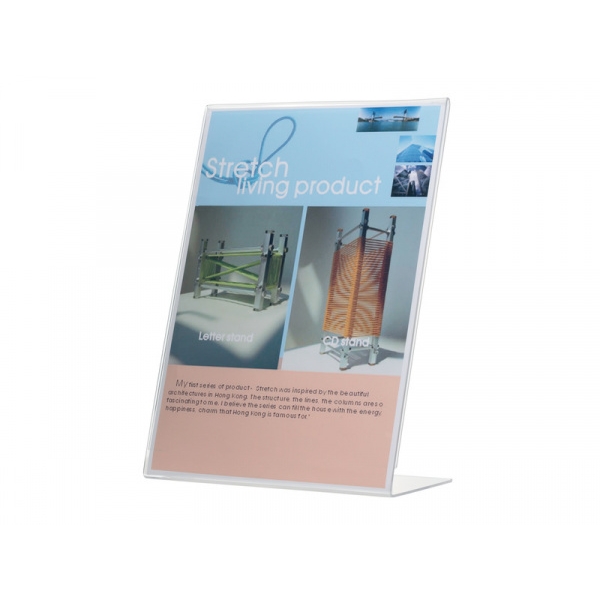 Porta-avvisi Q Connect A5 in polistirolo con base a L trasparente KF04178 - P00416