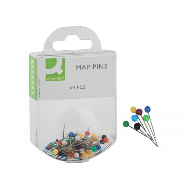 Spilli cartografici Q-Connect 15 mm colori assortiti Scatola da 60 pezzi - KF02030 - P00593
