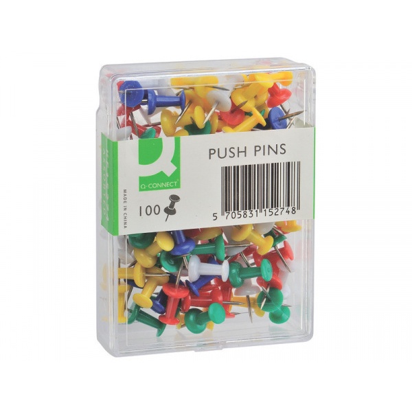 Spilli per bacheca Q-Connect colori assortiti Scatola da 100 pezzi - KF15274 - P00596