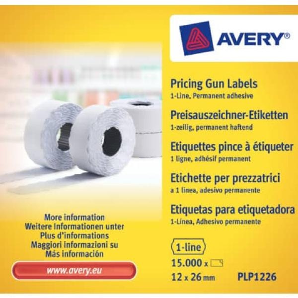 Rotolo 1500 etichette per prezzatrici permanenti AVERY 12 x 26mm - R00329