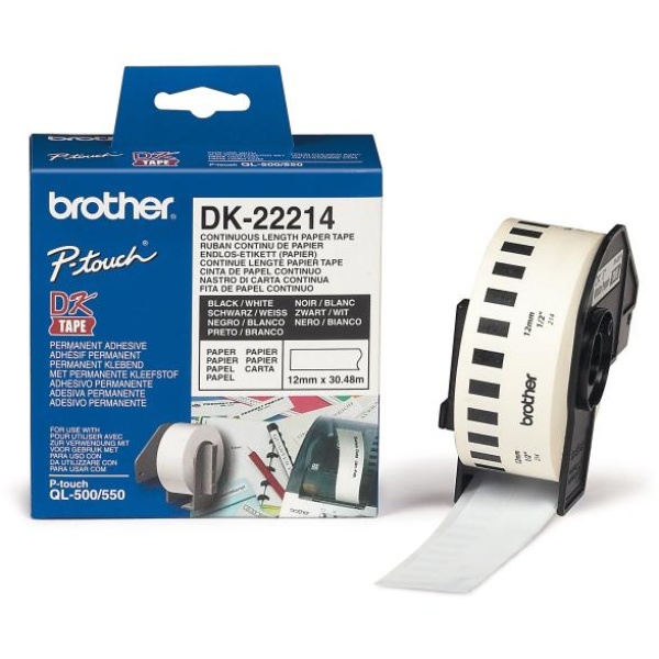 Rotolo etichette Brother DK22214 nero-bianco - U00843