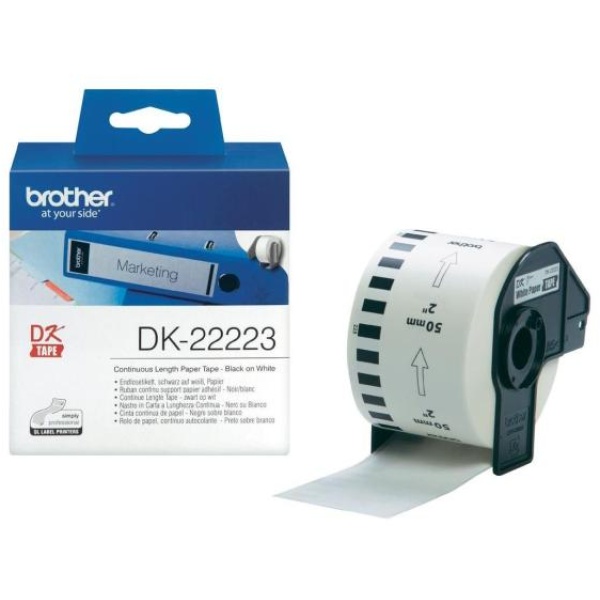 Rotolo etichette Brother DK22223 nero-bianco - U00844