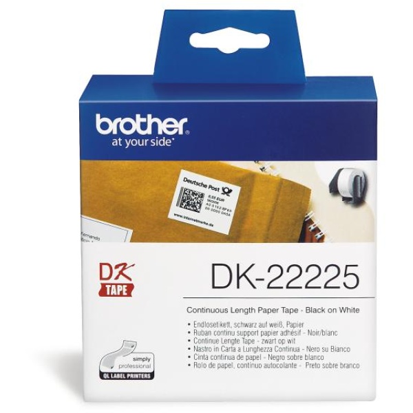 Rotolo etichette Brother DK22225 nero-bianco - U00845