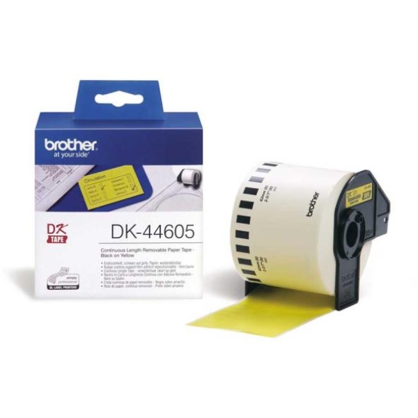 Rotolo etichette Brother DK44605 nero-giallo - U00849