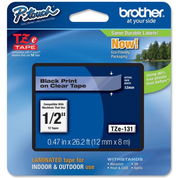 Nastro Brother TZE131 nero-trasparente - U00876