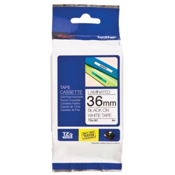 Nastro Brother TZ261/TZE261 (TZE261) nero-bianco - U00892