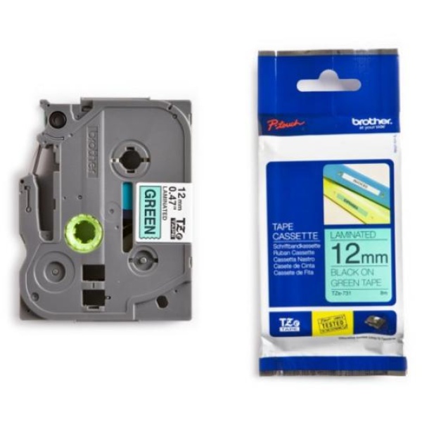 Nastro Brother TZ731/TZE731 (TZE731) nero-verde - U00920
