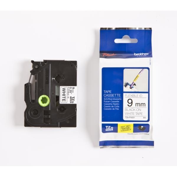Nastro Brother 9 mm x 8 mt (TZEFX221) nero-bianco - U00925