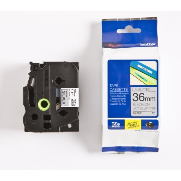 Nastro Brother TZM961/TZEM961 (TZEM961) nero-argento opaco - U00932