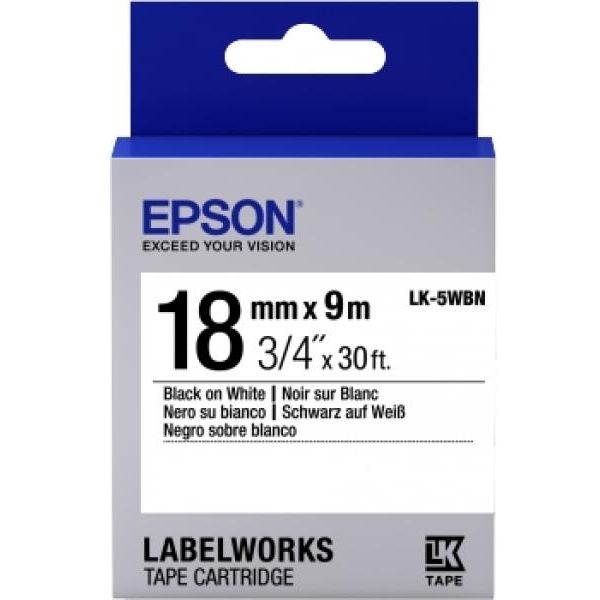 Nastro Epson LK-5WBN 18/9 (C53S655006) nero-bianco - U01025