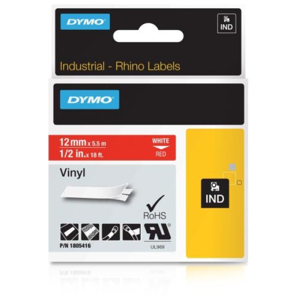 Nastro Dymo 12 mm x 5,5m (1805416) bianco-rosso - Y02791