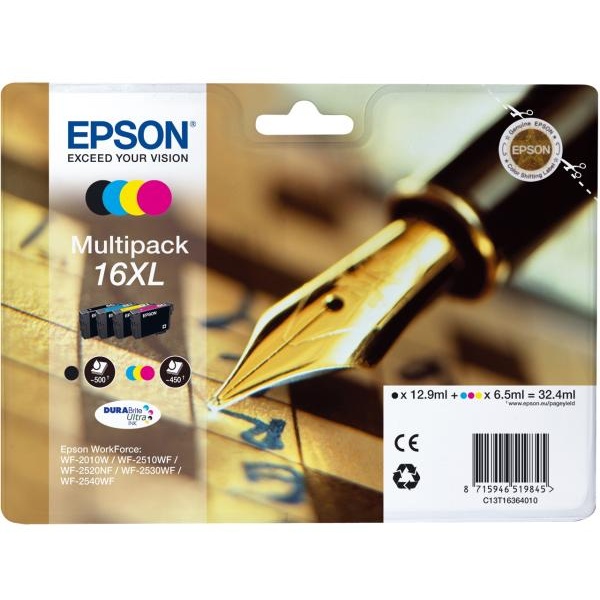 Cartuccia Epson 16XL/blister RS+AM+RF (C13T16364020) nero-ciano-magenta-giallo - Y09574