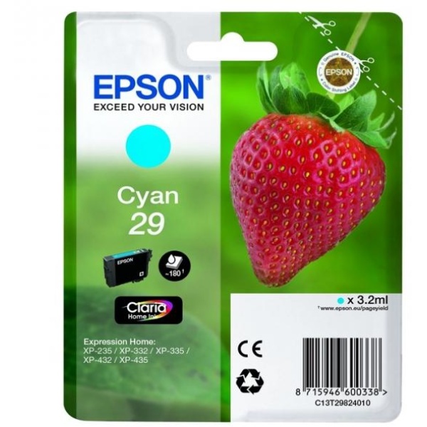 Cartuccia Epson T29/blister RS+AM+RF (C13T29824020) ciano - Y09632