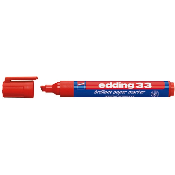 Marcatore edding 33 permanente punta scalpello rosso - Z00635