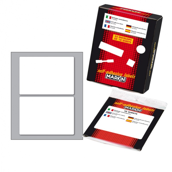 Etichetta adesiva bianca 95x66mm (10fogli x 2etichette) markin - Z00710