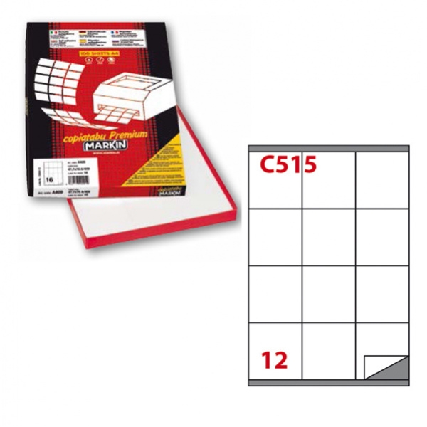 Etichetta adesiva c/515 bianca 100fg A4 70x72mm (12et/fg) markin - Z00721