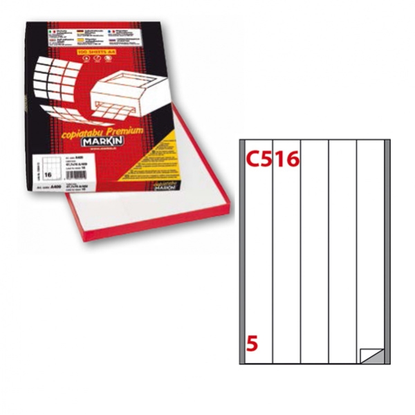 Etichetta adesiva c/516 bianca 100fg A4 40x297mm (5et/fg) markin - Z00730