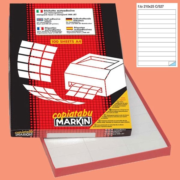 Etichetta adesiva c/527 bianca 100fg A4 210x25mm (12et/fg) markin - Z00742