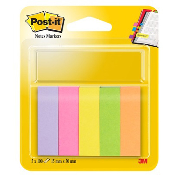 Segnapagina post-it 670-5 (500fg) 5colori index 15x50mm in carta - Z00783