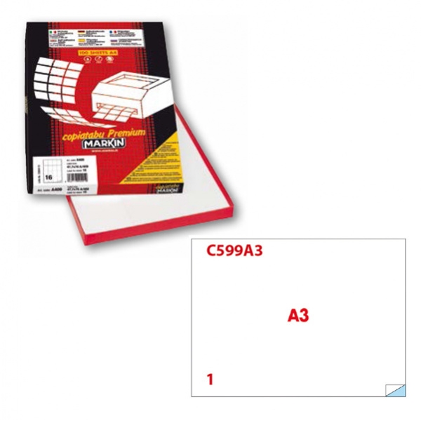 Etichetta adesiva c/599 bianca 100fg A3 420x297mm (1et/fg) markin - Z00809