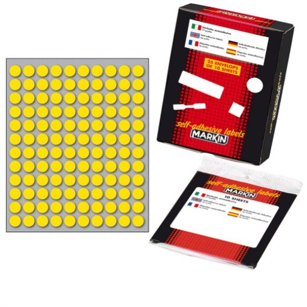 Etichetta adesiva giallo tonda ø10mm (10fogli x 120etichette) markin - Z01120
