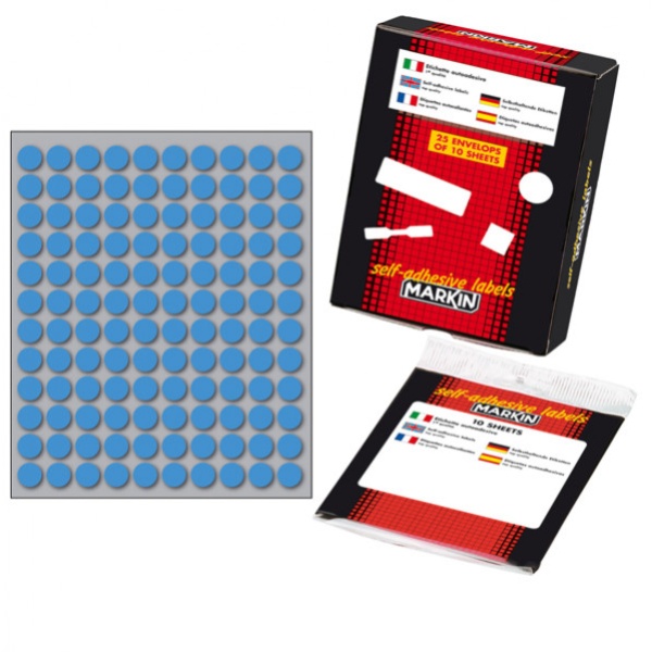 Etichetta adesiva blu tonda ø10mm (10fogli x 120etichette) markin - Z01122