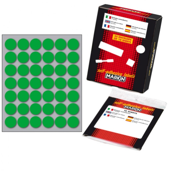 Etichetta adesiva verde tonda ø18mm (10fogli x 42etichette) markin - Z01125