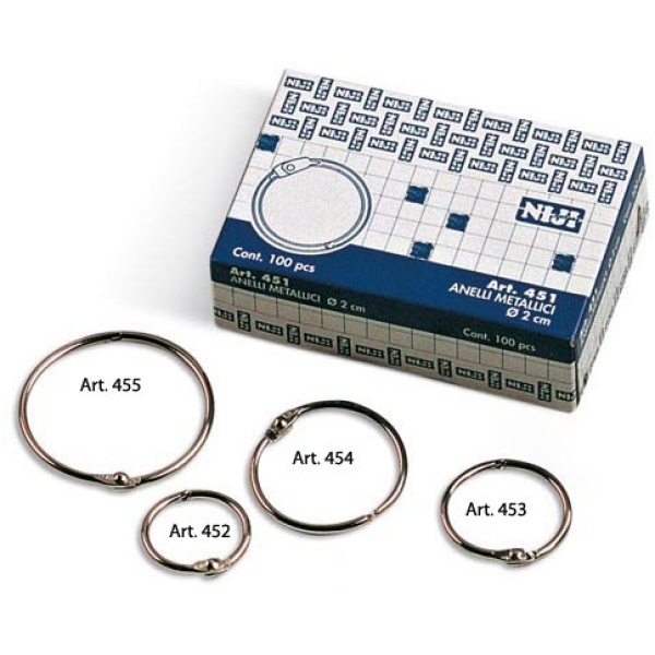 Scatola 100 anelli in metallo 40mm x rilegatura - Z01154