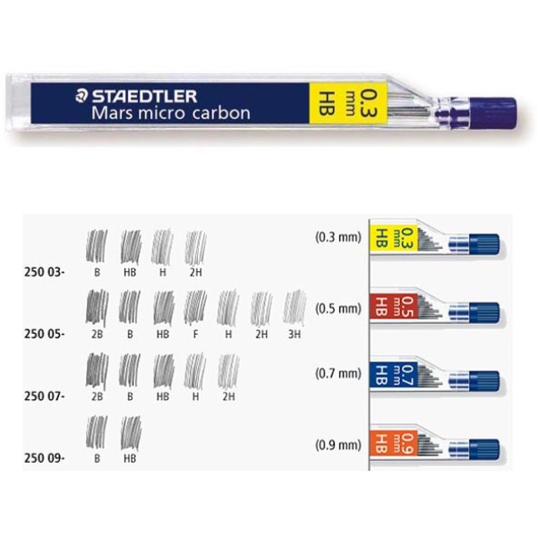 12 astucci da 12 mine 0.7mm 250 07-2b mars®micro staedtler - Z01249
