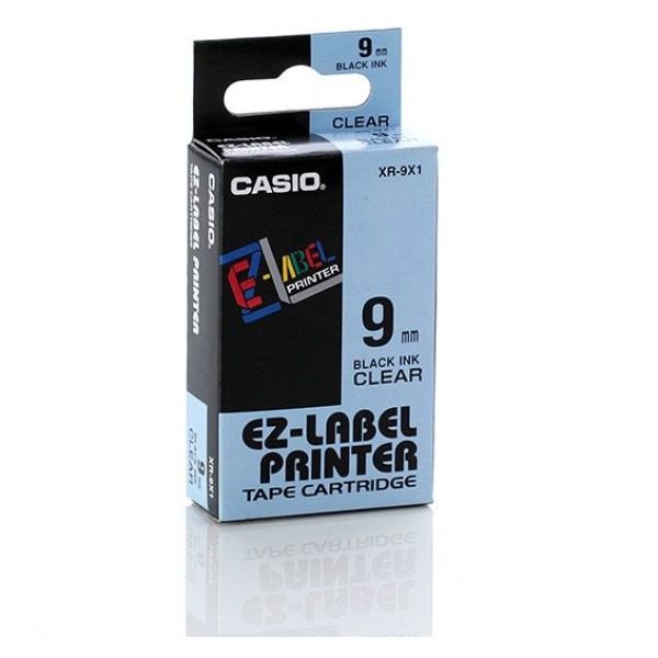 Nastro casio 9mm x 8mt nero su trasparente - Z01261