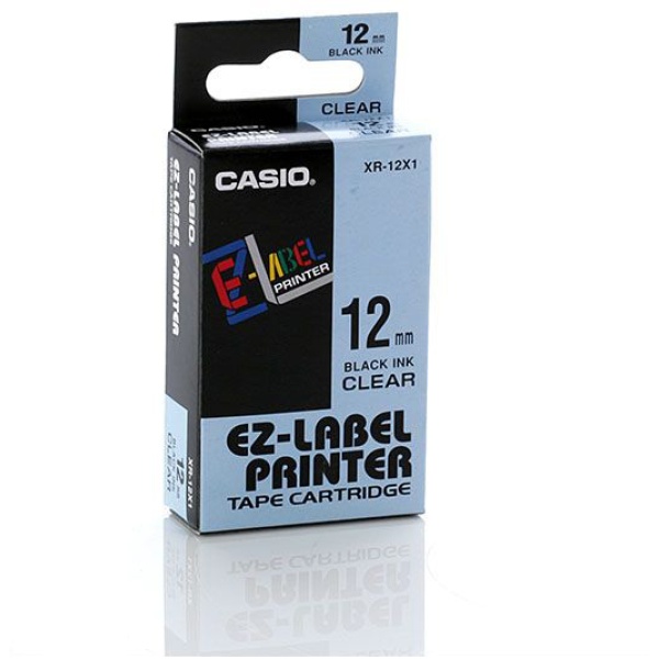 Nastro casio 12mm x 8mt nero su trasparente - Z01264