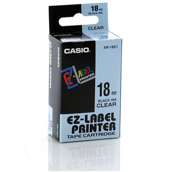 Nastro casio 18mm x 8mt nero su trasparente - Z01548
