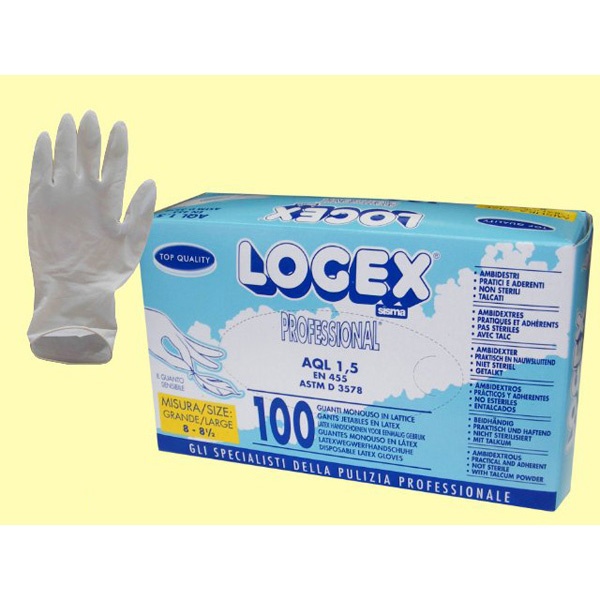 Scatola 100 guanti logex m.grande in lattice monouso - Z01611