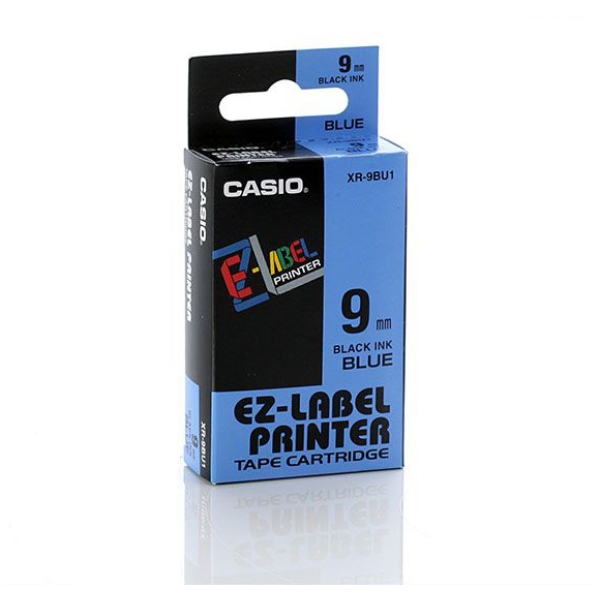 Nastro casio 9mm x 8mt nero su blu - Z01631