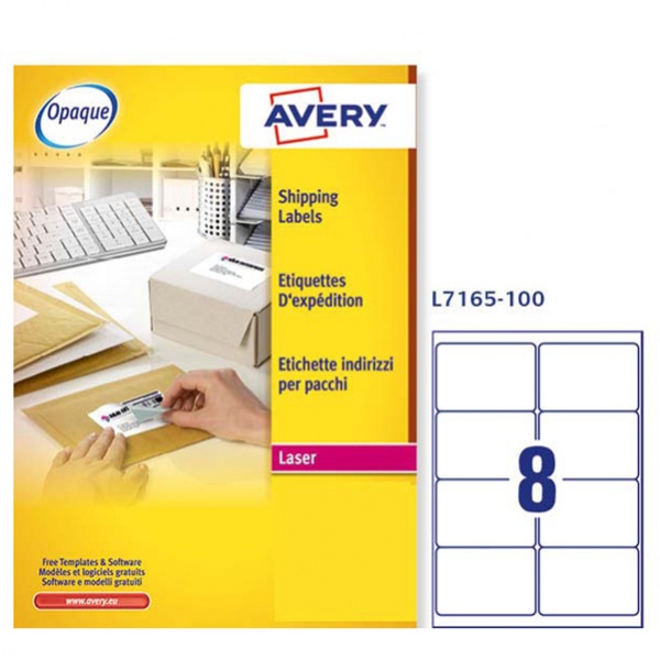 Etichetta adesiva l7165 bianca 100fg A4 99,1x67,7mm (8et/fg) avery - Z01721