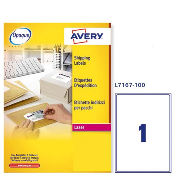 Etichetta adesiva l7167 bianca 100fg A4 199,6x289,1mm (1et/fg) avery - Z01723