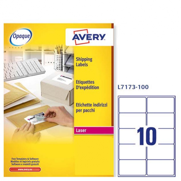 Etichetta adesiva l7173 bianca 100fg A4 99,1x57mm (10et/fg) avery - Z01726