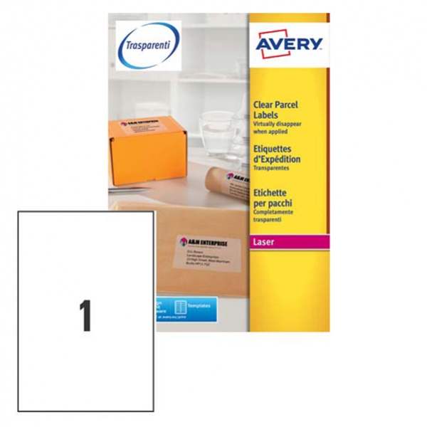 Poliestere adesivo l7567 trasparente 25fg A4 210x297mm (1et/fg) laser avery - Z01740
